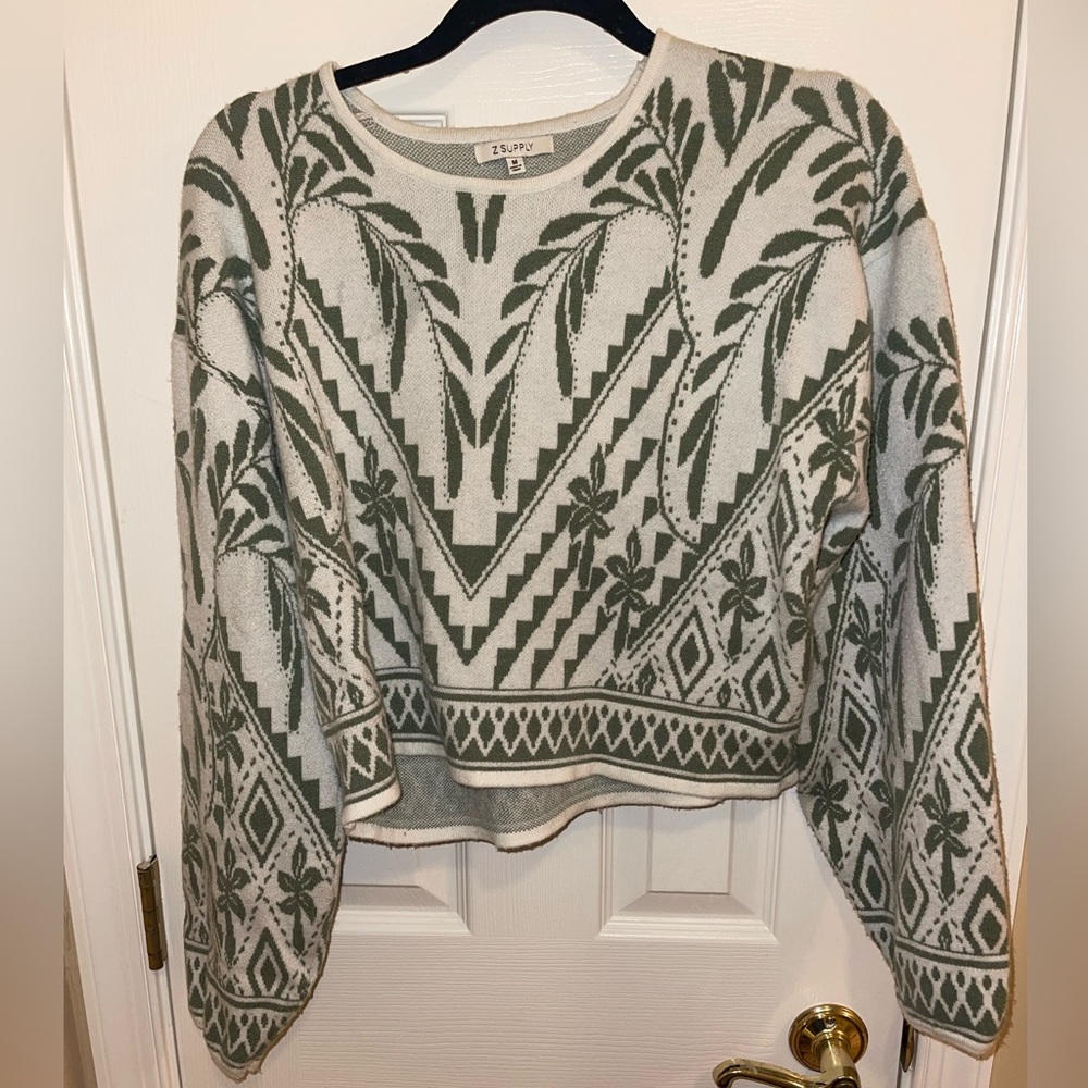 Z Supply Cream and Green Knit Top